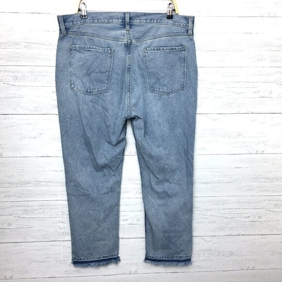Old Navy Women's Jeans Slouchy Straight Leg High Rise Distressed Button Fly 14 - Picture 2 of 9